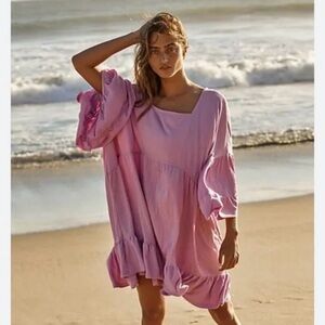 Free People ruffle babydoll
boho Pink Mini Dress